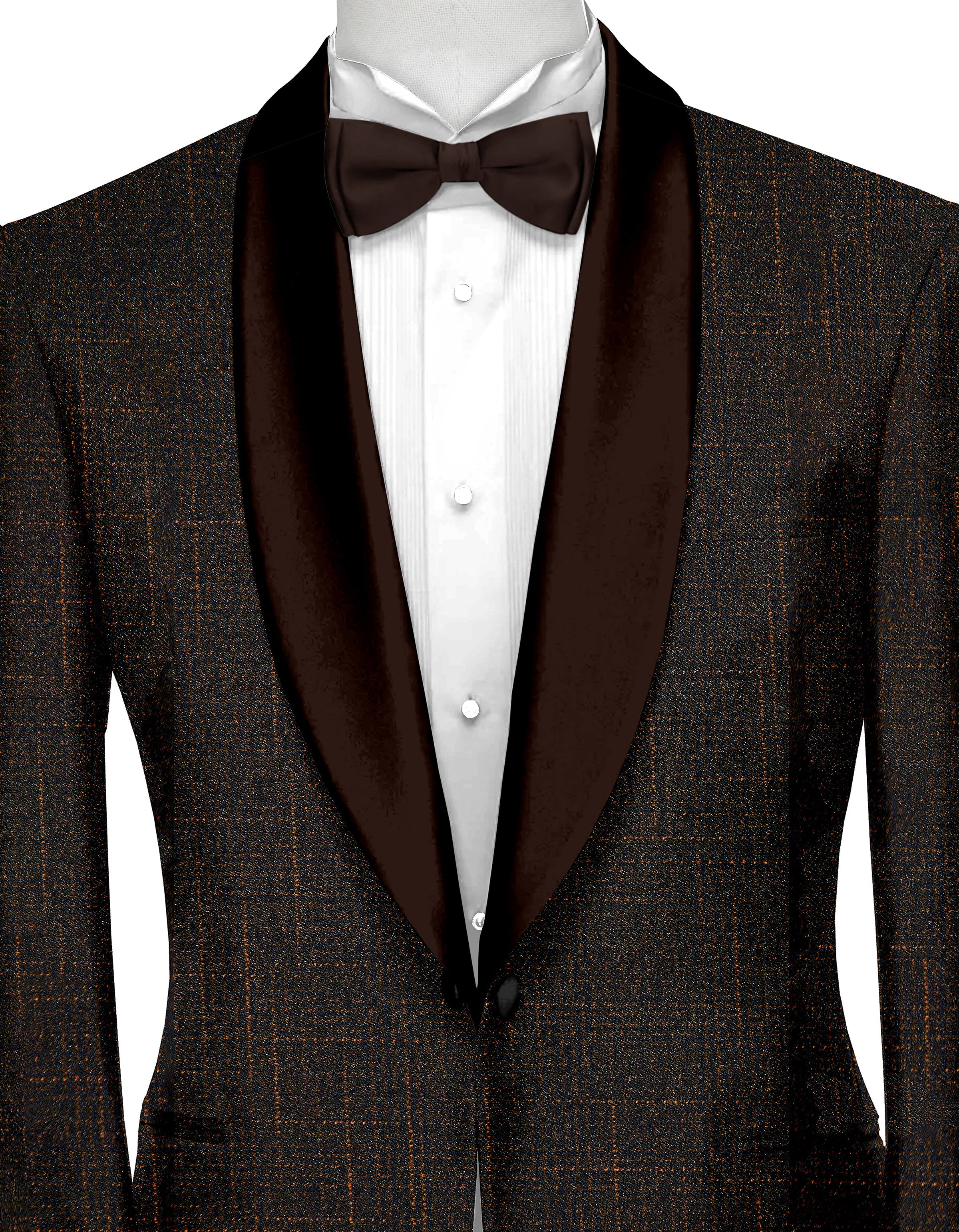 Dark Chocolate Brown Men's Party Checks Suit Jacket Slim Fit Blazer