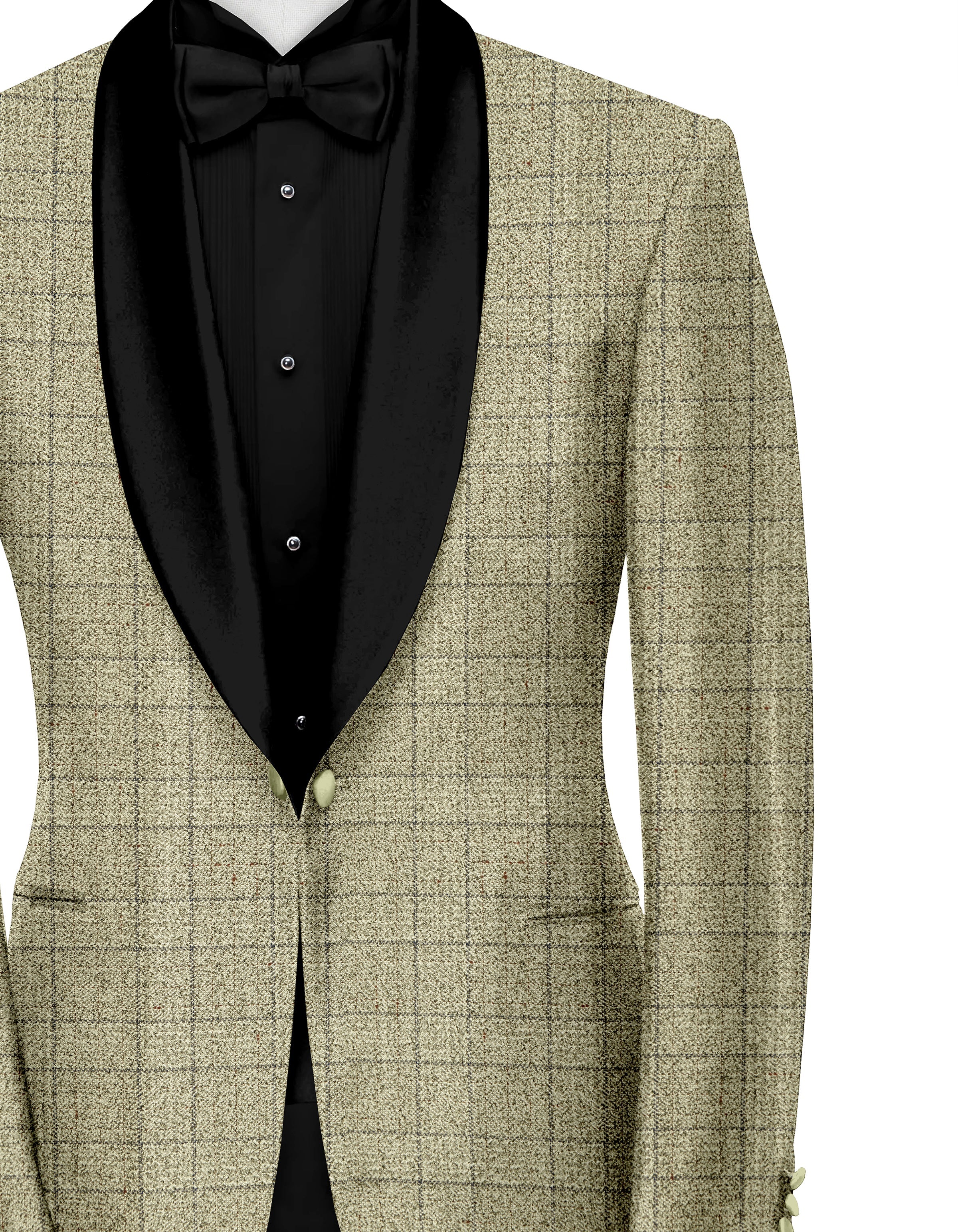 Dark Beige Men's Party Checks Suit Jacket Slim Fit Blazer