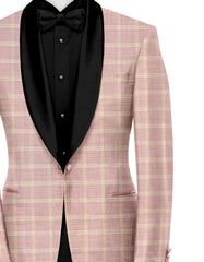 Veste de costume à carreaux rose délavé pour homme, blazer slim fit