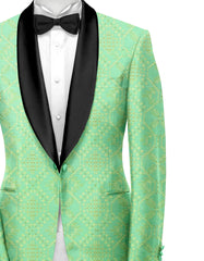 Sea Green Men's Party Jacquard Suit Jacket Slim Fit Blazer