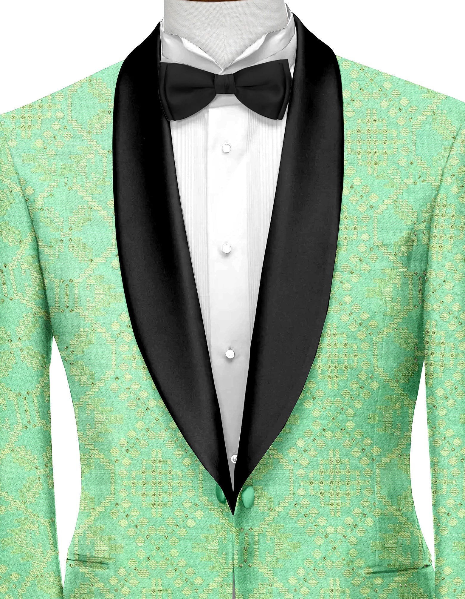 Sea Green Men's Party Jacquard Suit Jacket Slim Fit Blazer