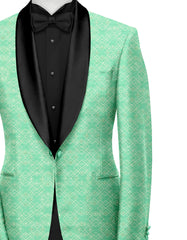 Turquoise Green Men's Party Jacquard Suit Jacket Slim Fit Blazer