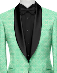 Turquoise Green Men's Party Jacquard Suit Jacket Slim Fit Blazer