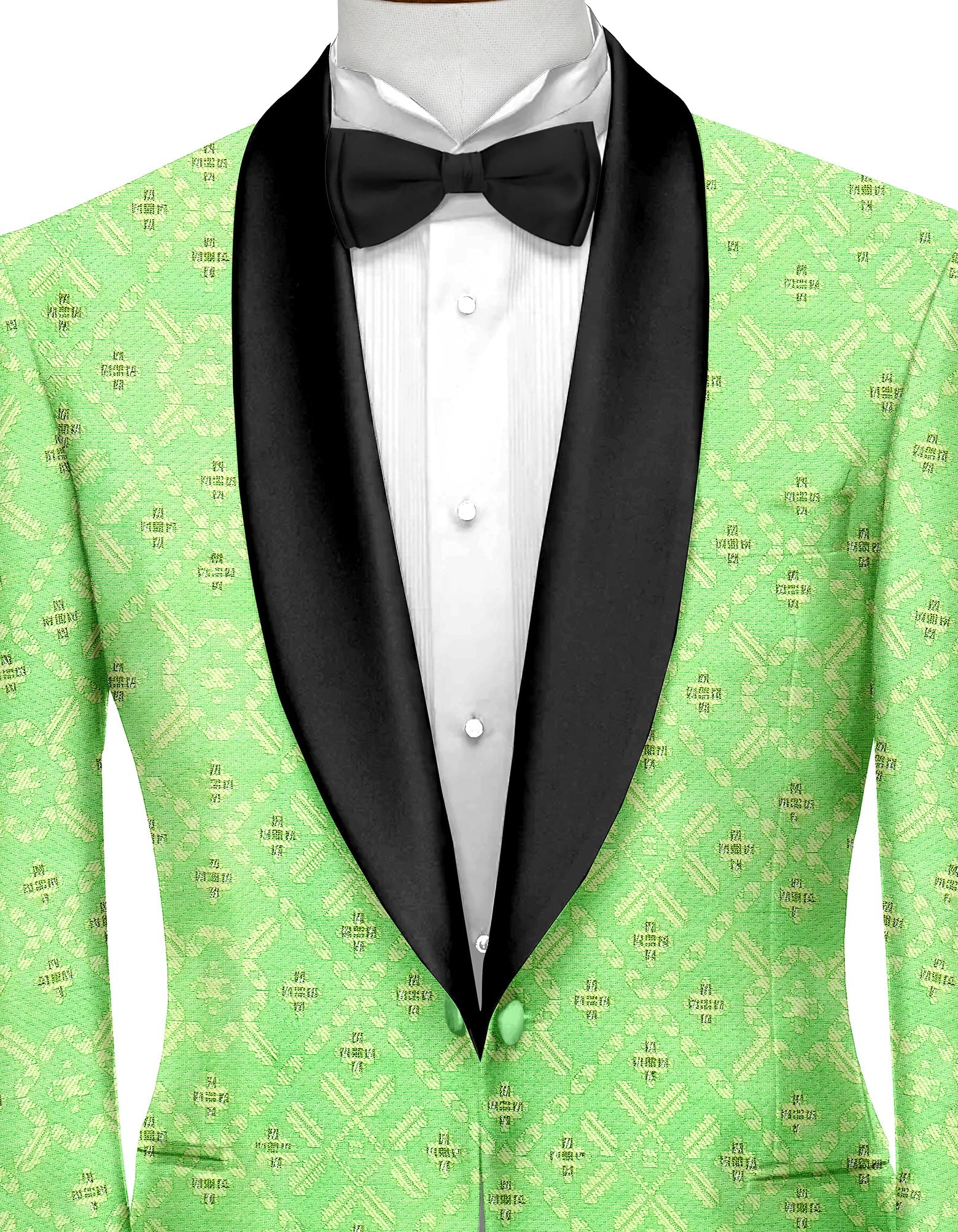 Light Green Men's Party Jacquard Suit Jacket Slim Fit Blazer