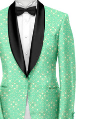 Dark Mint Men's Party Jacquard Suit Jacket Slim Fit Blazer