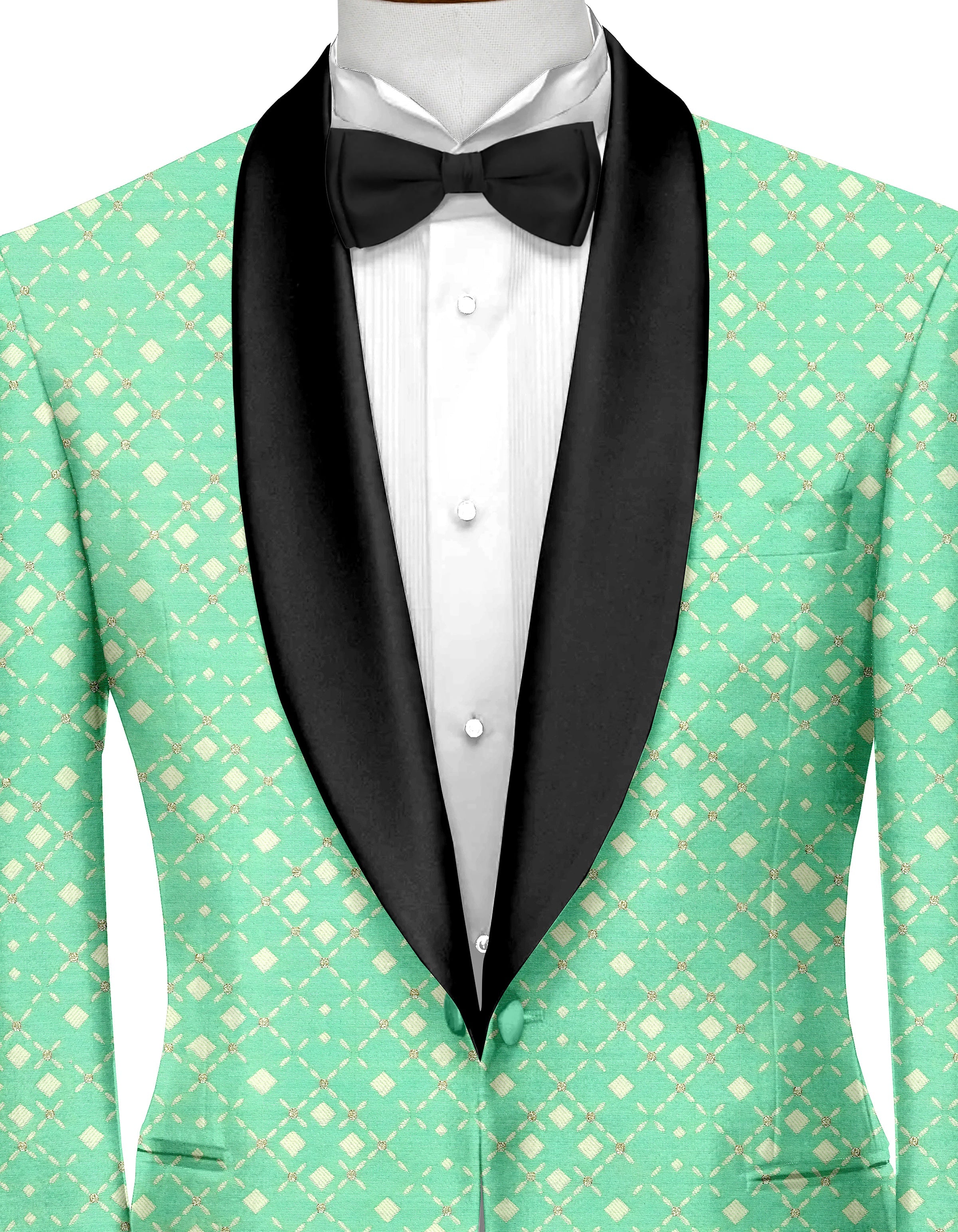 Dark Mint Men's Party Jacquard Suit Jacket Slim Fit Blazer