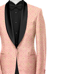 Dull Pink Men's Party Jacquard Suit Jacket Slim Fit Blazer