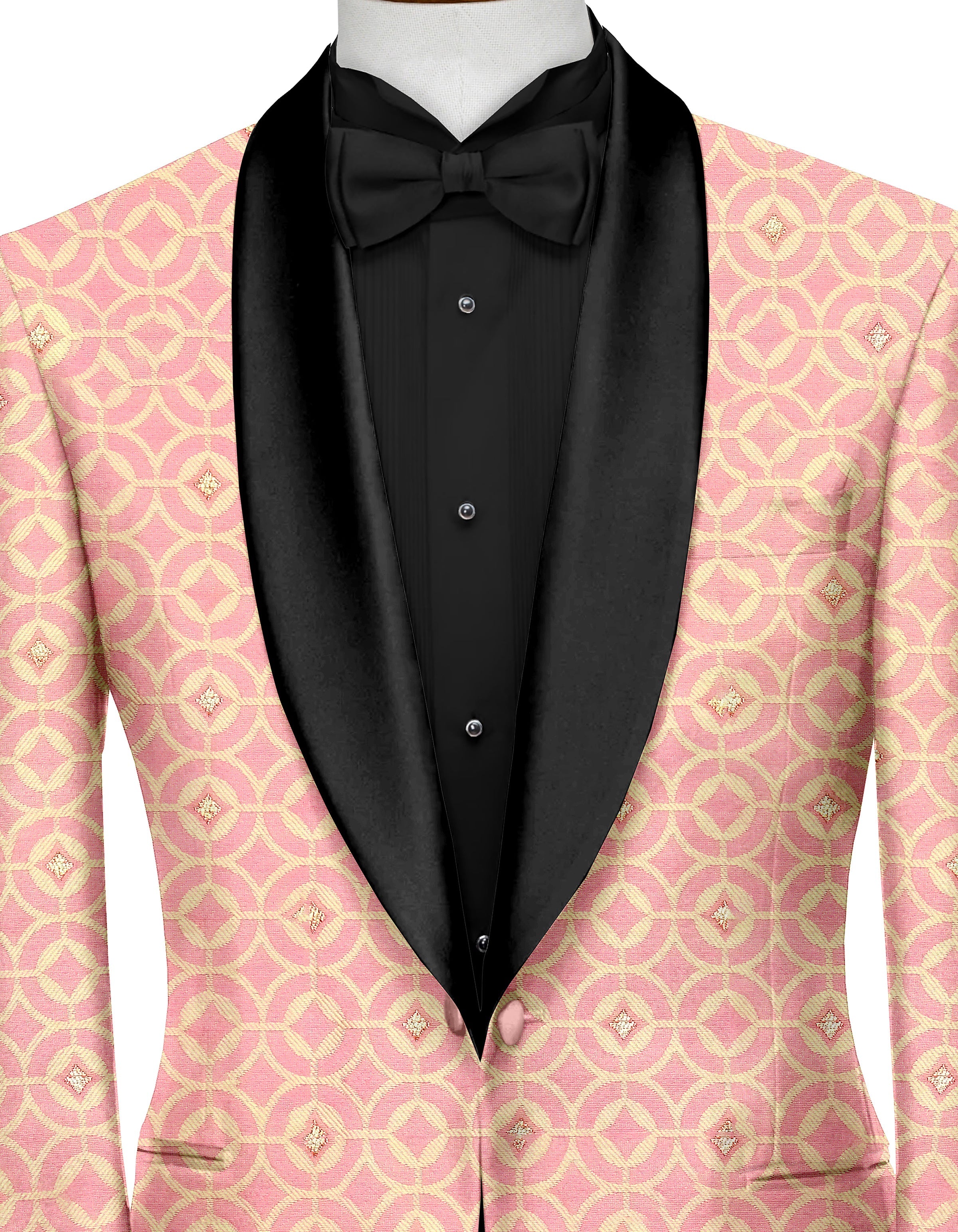 Dull Pink Men's Party Jacquard Suit Jacket Slim Fit Blazer