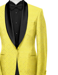 Pale Gold Men's Party Jacquard Suit Jacket Slim Fit Blazer