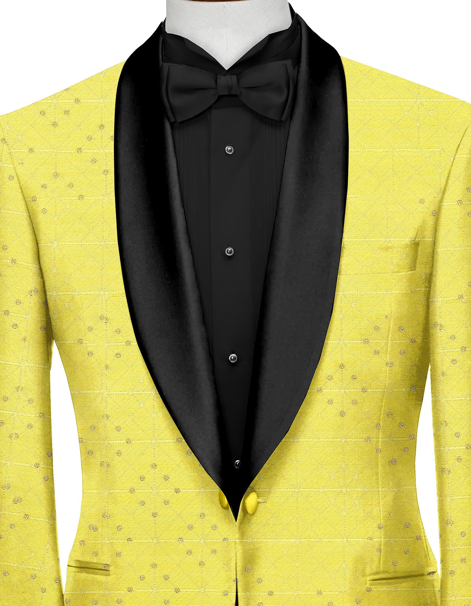 Pale Gold Men's Party Jacquard Suit Jacket Slim Fit Blazer