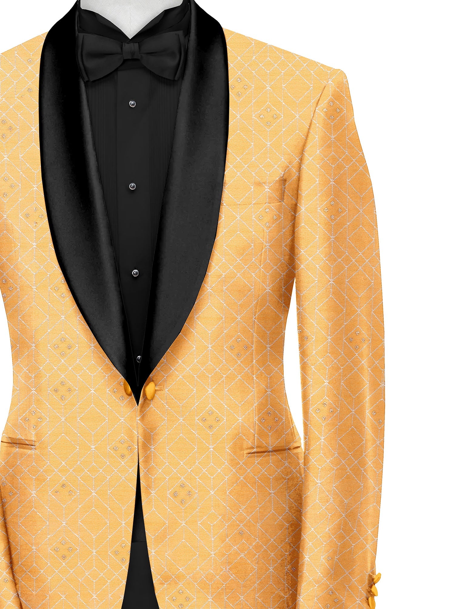 Light Orange Men's Party Jacquard Suit Jacket Slim Fit Blazer