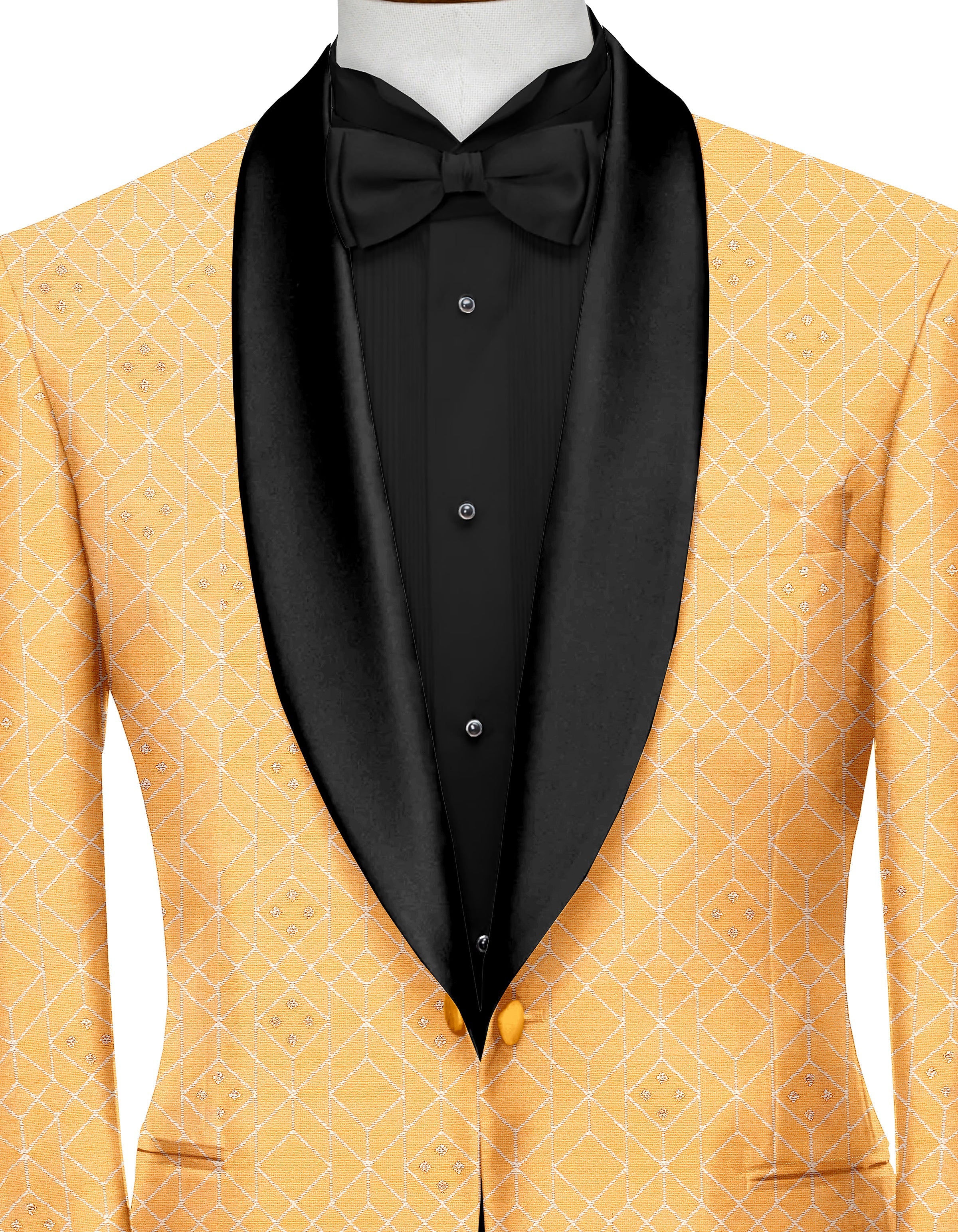 Light Orange Men's Party Jacquard Suit Jacket Slim Fit Blazer