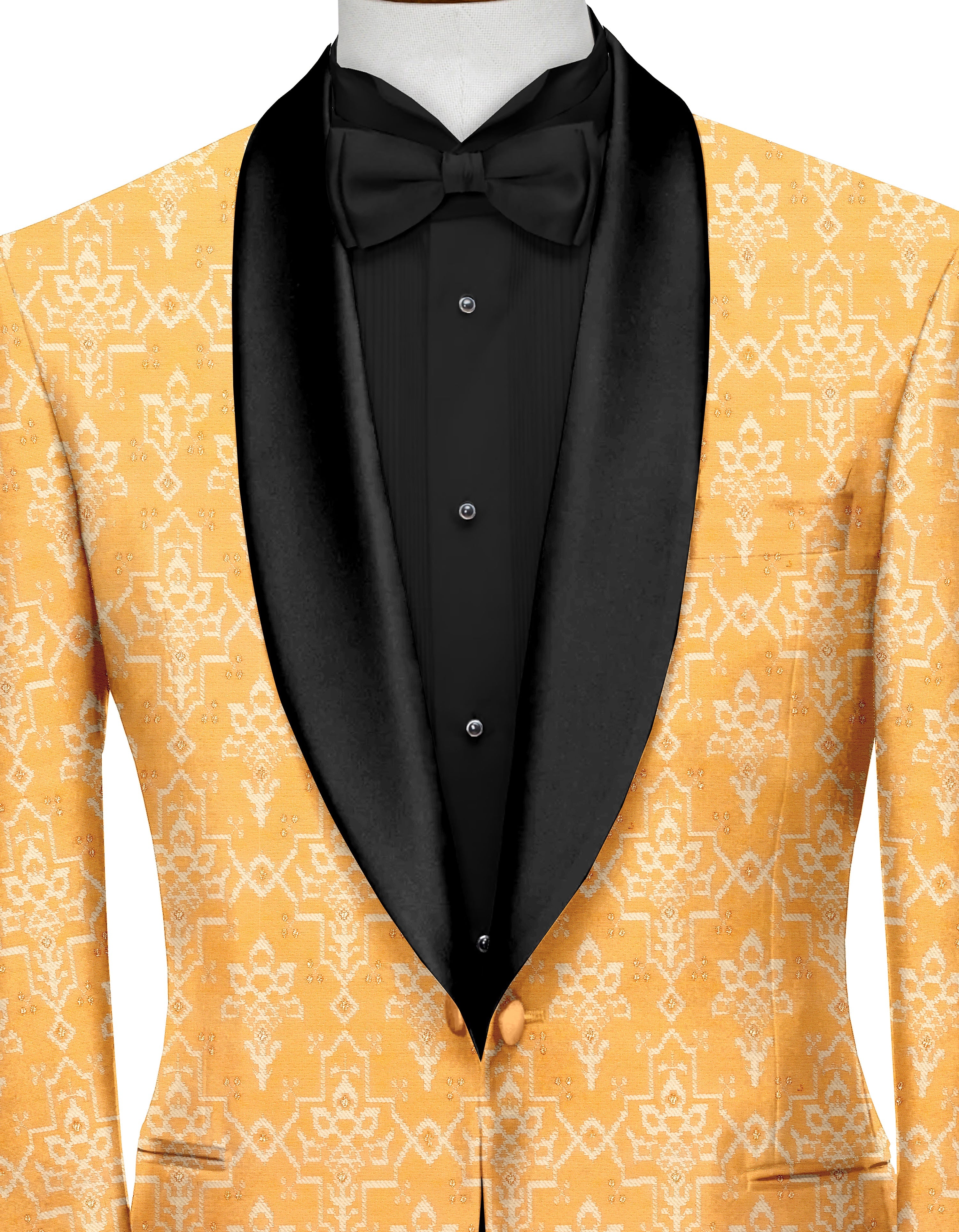 Peach Orange Men's Party Jacquard Suit Jacket Slim Fit Blazer