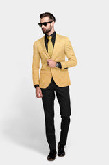 Peach Orange Men's Party Jacquard Suit Jacket Slim Fit Blazer