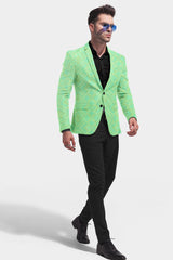 Teal Green Men's Party Jacquard Suit Jacket Slim Fit Blazer