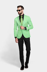 Teal Green Men's Party Jacquard Suit Jacket Slim Fit Blazer