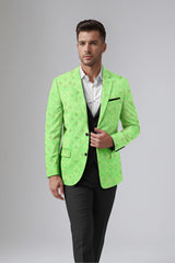 Olive Green Men's Party Jacquard Suit Jacket Slim Fit Blazer