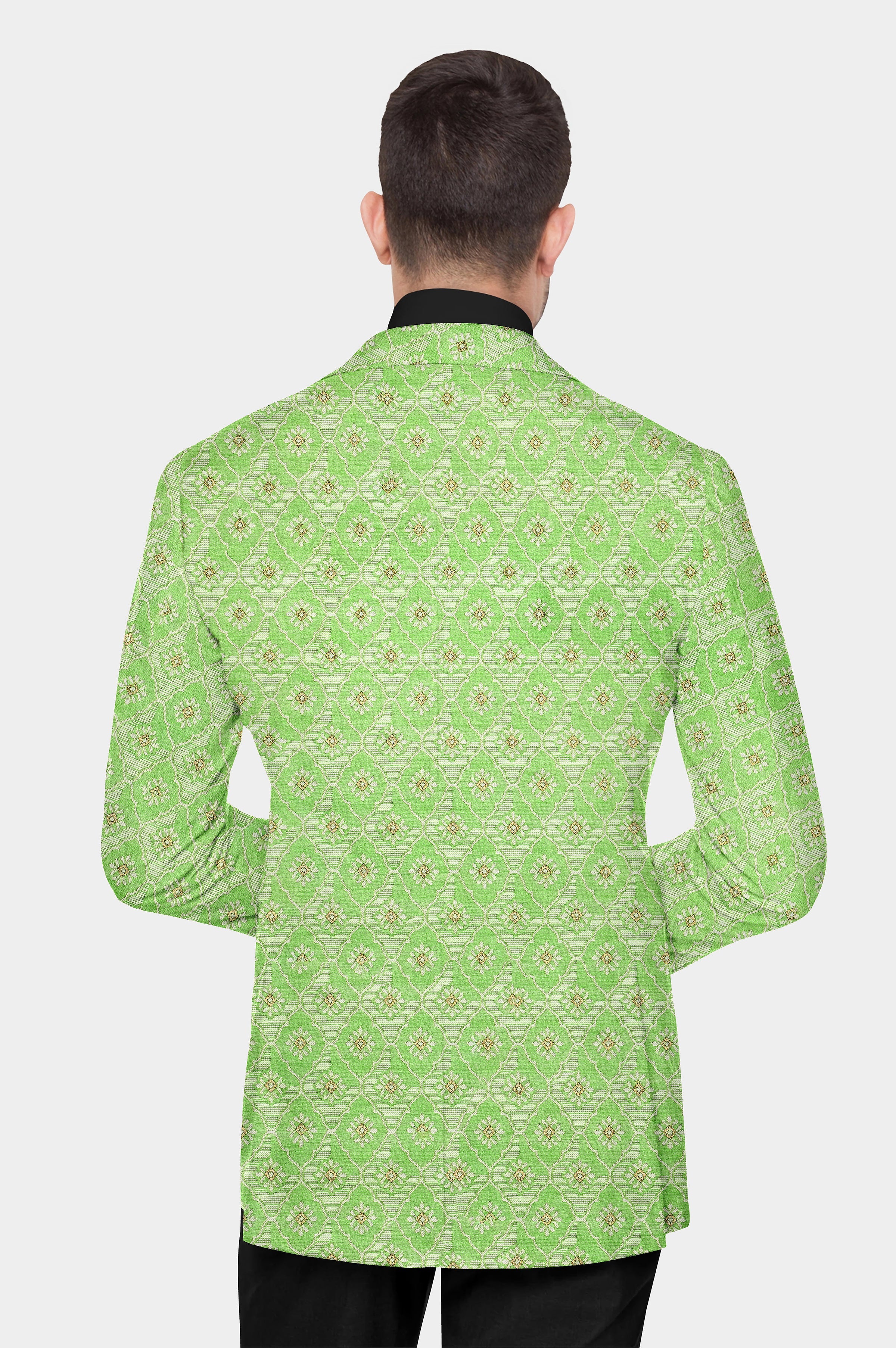 Pixie Green Men's Party Jacquard Suit Jacket Slim Fit Blazer