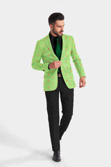 Light Green Men's Party Jacquard Suit Jacket Slim Fit Blazer