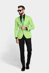 Light Green Men's Party Jacquard Suit Jacket Slim Fit Blazer