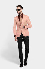 Pink Men's Party Jacquard Suit Jacket Slim Fit Blazer