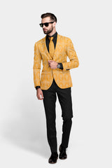 Light Orange Men's Party Jacquard Suit Jacket Slim Fit Blazer