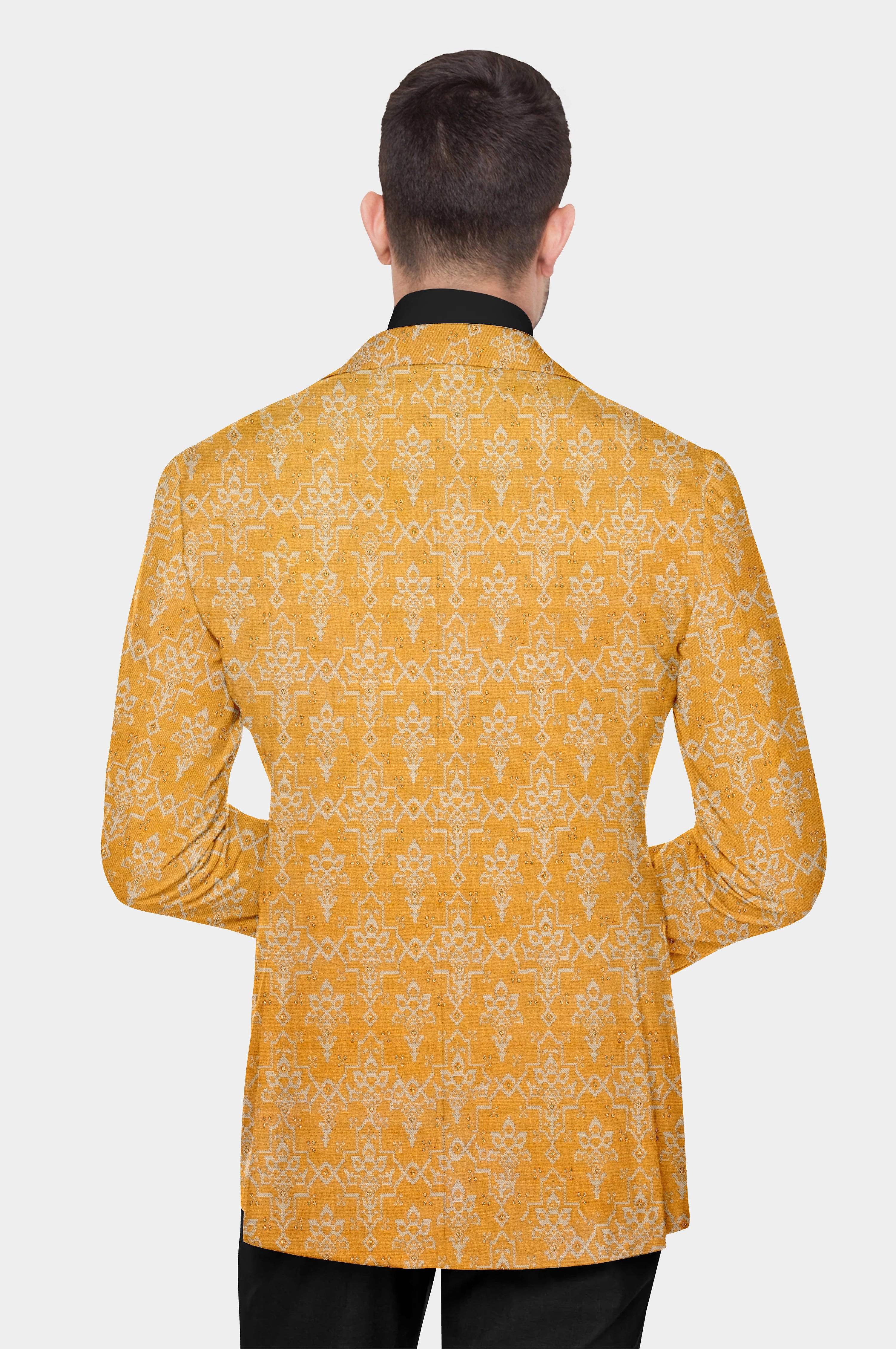 Light Orange Men's Party Jacquard Suit Jacket Slim Fit Blazer