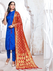 Ceremonial Blue Blue Salwarsuits Banarasi Art Silk Blue