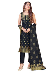 Costume Salwar en soie tissée Banarasi noir 