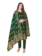 Green Banarasi Art Silk Woven Salwar Suit