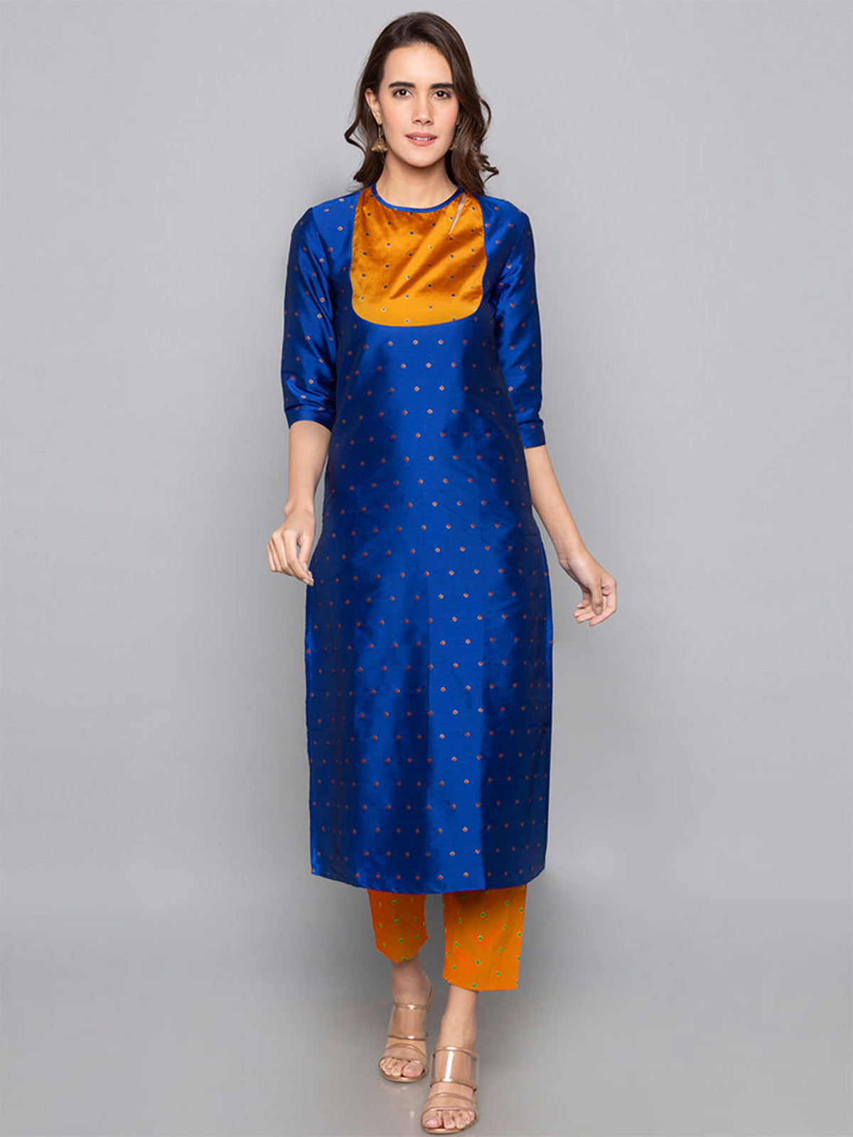 Kurtis Blue Art Silk Woven Dress