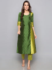 Kurtis Green Art Silk Woven Dress