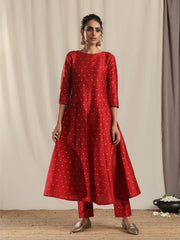 Kurtis Red Art Silk Woven Dress