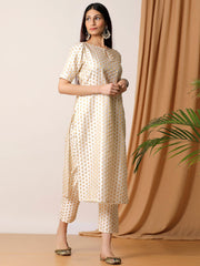 Kurtis Off White Art Silk Woven Dress