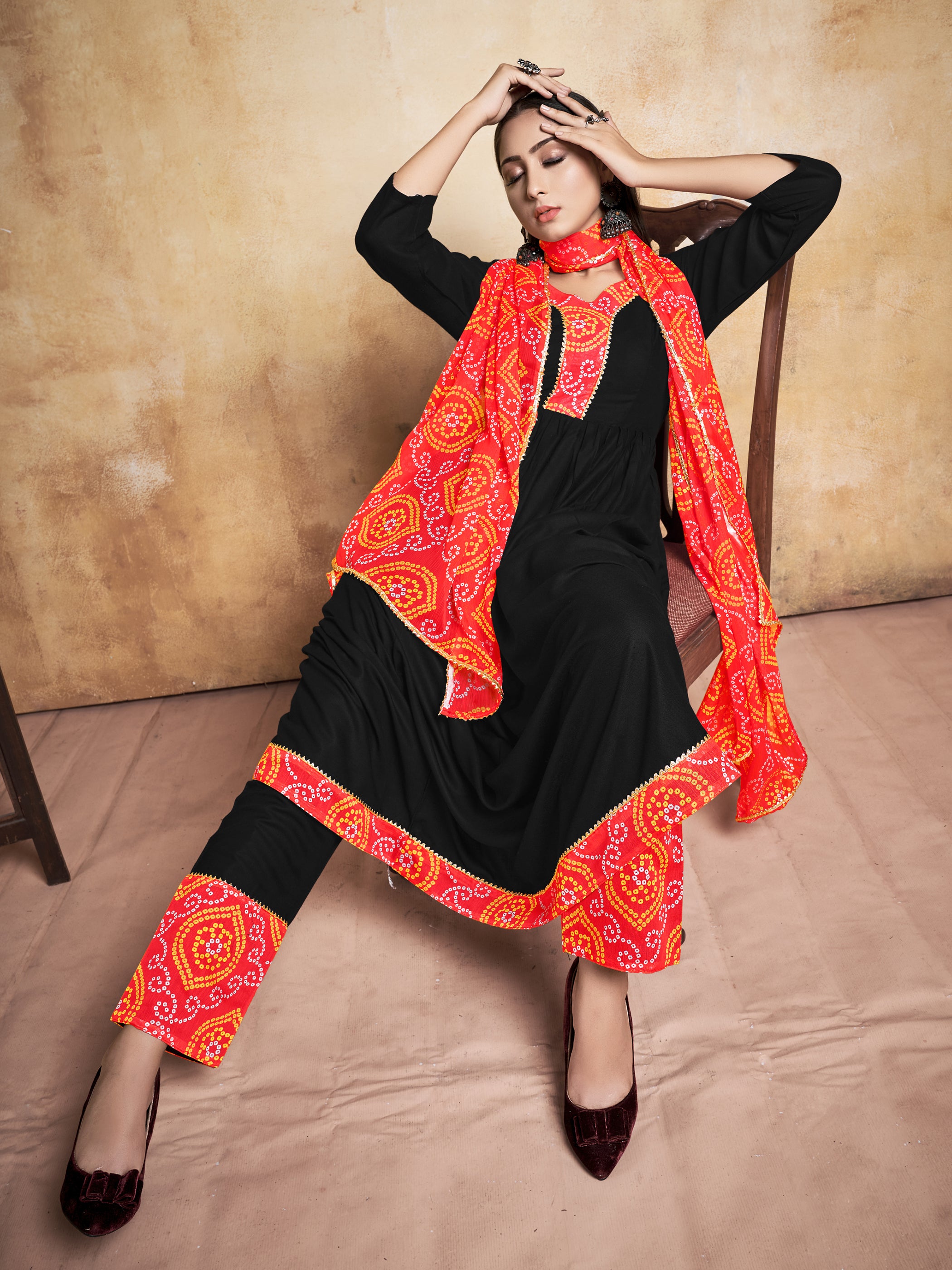 Black Rayon Printed Kurti