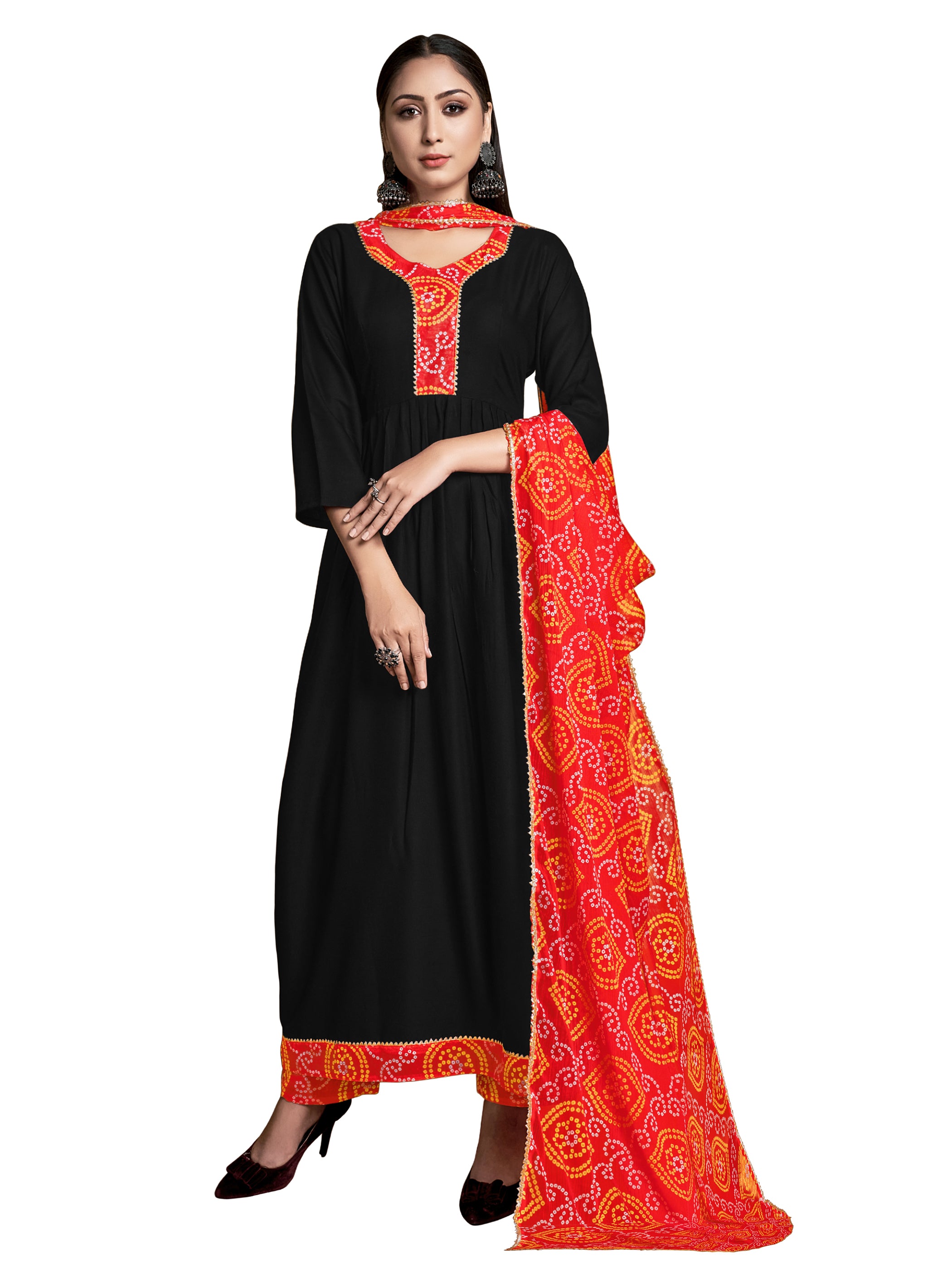 Black Rayon Printed Kurti