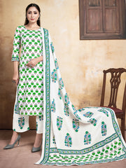 White Cotton Printed Kurti