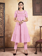 Pink Rayon Solid Kurti