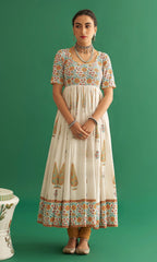 Readymade Rayon Off White Anarkali Kurti Pant Without Dupatta