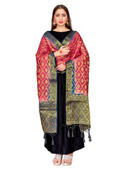 Dupatta tissé en soie d'art Banarasi rose