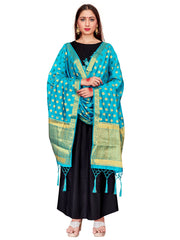 Sea Green Banarasi Art Silk Woven Dupatta