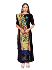 Navy Blue Banarasi Art Silk Woven Dupatta