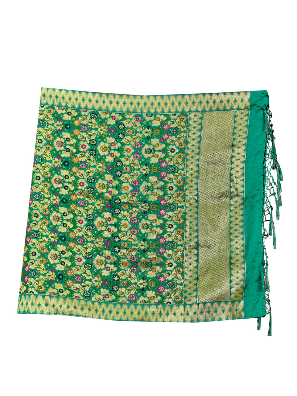 Turquoise Green Banarasi Art Silk Woven Dupatta