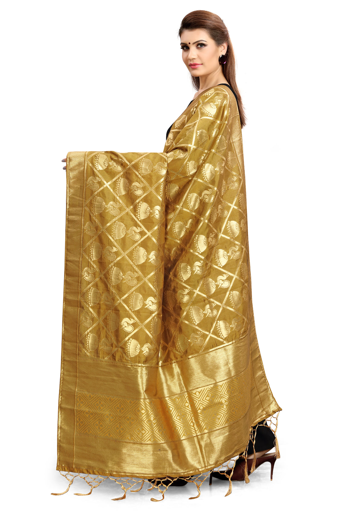 Gold Banarasi Art Silk Woven Dupatta