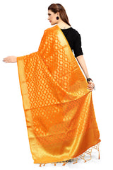 Orange Banarasi Art Silk Woven Dupatta