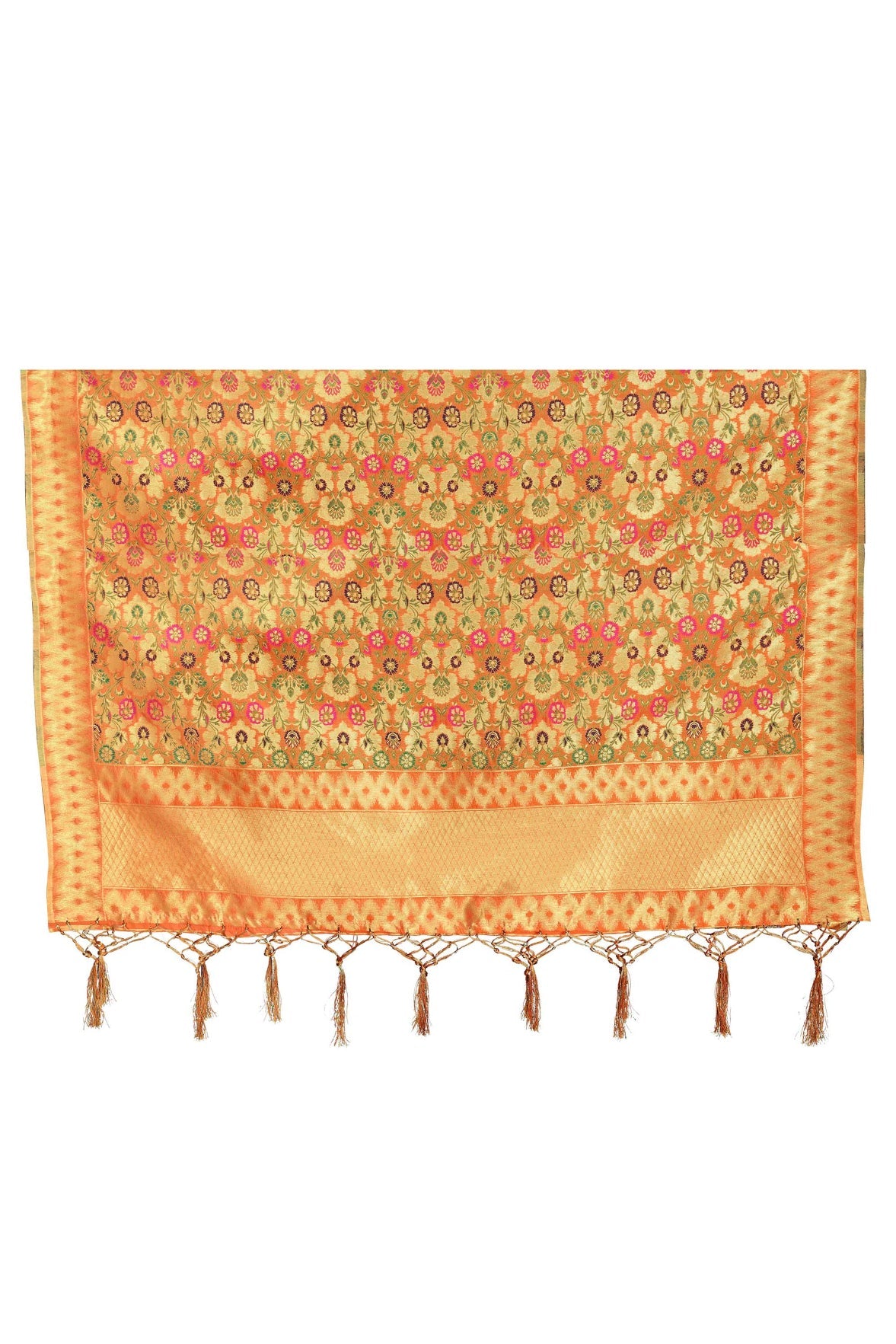 Orange Banarasi Art Silk Woven Dupatta