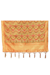 Orange Banarasi Art Silk Woven Dupatta