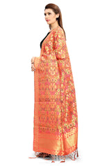 Pink Banarasi Art Silk Woven Dupatta