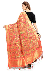 Pink Banarasi Art Silk Woven Dupatta