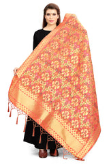 Pink Banarasi Art Silk Woven Dupatta